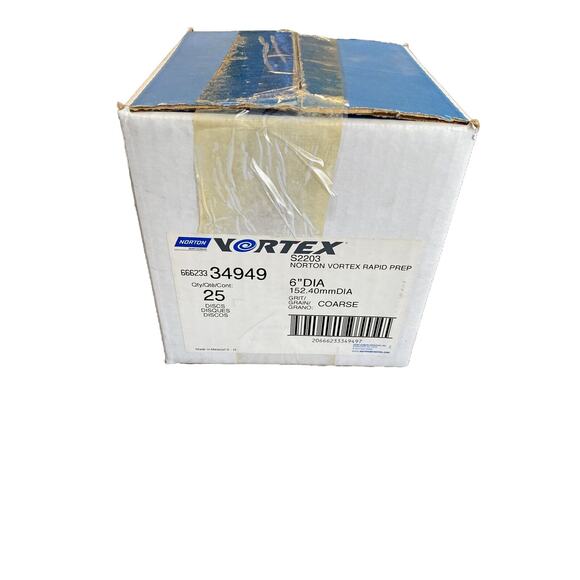 Norton Vortex Rapid Prep Discs 6 Inch Coarse Grit S2203 Saint Gobain 23 Count - Picture 3 of 4